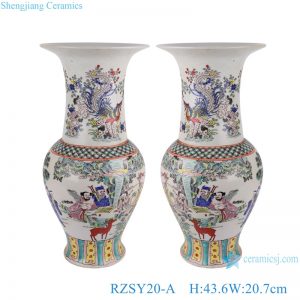 RZSY20-A Famille rose Ceramic Vase  Ancestor Characters Eight Immortals Pattern GU shape table vase