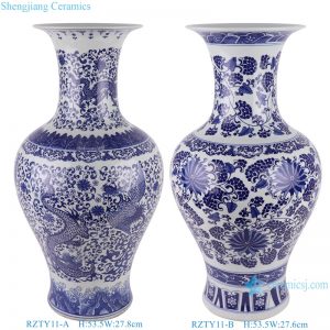 RZTY11-A-B Blue and white fish tail shape ceramic vase