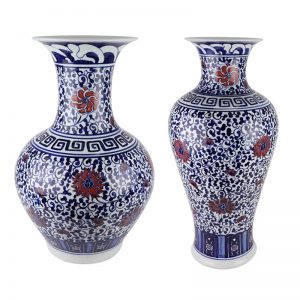 RXAL04/RXAL08 Blue and White Underglazed red twisted flowers Fishtail appreciate Porcelain  Vase