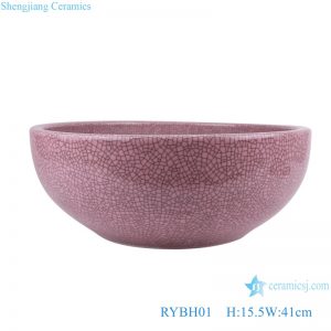 RYBH01 Under red Ceramic Bathroom Sink Glazed Split crack Pattern Porcelain Wash Basin
