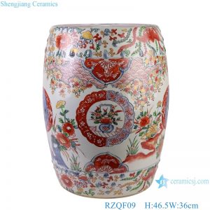 RZQF09 Jingdezhen hand painted imari style doucai flower bird pattern ceramic cool stool