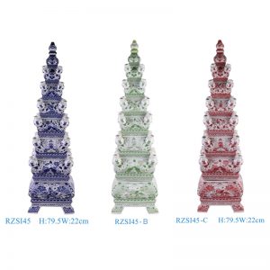 RZSI45 80cm Blue and White Red and White  Green and White Porcelain Tulip Pagodas Vase "Tulipieres"  Mid-century
