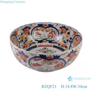 RZQF21 Imari style Colorful hand painted figure pattern medium size ceramic big bowl