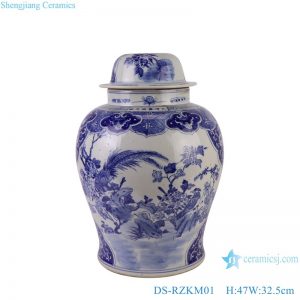 DS-RZKM01 Blue and white flower and bird pattern ceramic table lamp
