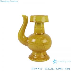 RYWN13 Ji yellow glaze carving dragon beautiful ceramic hat pot