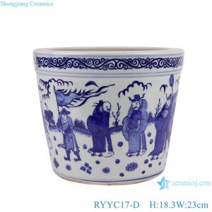 RYYC17-D Blue and White Porcelain Ancestor character Pattern Ceramic flower Pot Incense burner