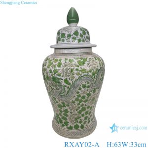RXAY02-A Green Dragon Pattern Ceramic General Pot Porcelain Lidded Ginger Jars
