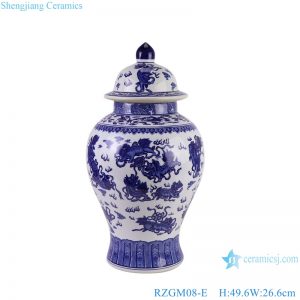 RZGM08-E Jingdezhen Animal Lion pattern Ceramic Storage Pot Porcelain Lidded Ginger Jars