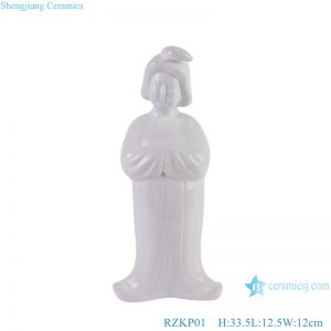 RZKP01 Pure White Porcelain Traditional Lady Figurine Ceramic Statues Sculpture