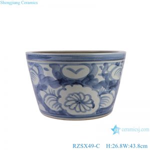 RZSX49-C Blue and White Sunflower pattern Straight mouth cylinder Ceramic Big Pot Planter