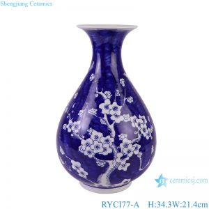 RYCI77-A Ice plum Dark blue glazed Okho spring bottle Ceramic Tabletop Vase