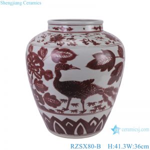 RZSX80-B Jingdezhen Handcraft Underglazed red Phoenix Flowers and Birds Ceramic Flower Vase