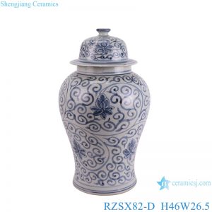 RZSX83-D Jingdezhen Hand panited Blue and White Twisted Flower Pattern Ceramic Pot Porcelain jars