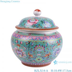 RZLX14-A Jingdezhen Enamel green Color Twig Pattern Ceramic Tea pot Canisters