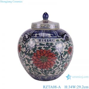 RZTA08-A Antique split crack Red Lotus flower Pattern Belly shape ceramic flower pot porcelain jars