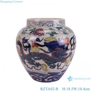 RZTA02-B Antique Contending colors Split Crackled Dragon Pattern Ceramic Flower Pot