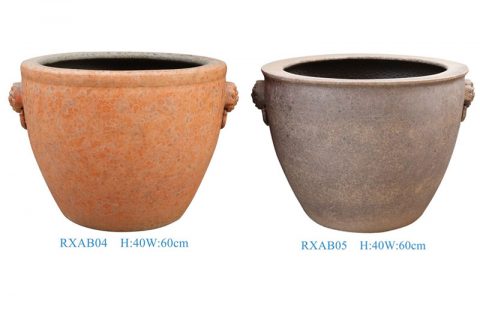 RXAB04-05 Jingdezhen fambe orange and rusty grey big ceramic tank large planter