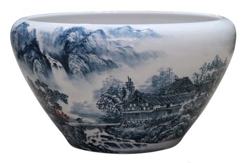 RXAD02 Jingdezhen high quality hand painted landscape pattern large ceramic planter