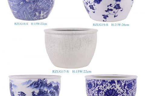 RZUG17-18-19-20-21-22-S Jingdezhen cost-efficient flower pattern ceramic planter