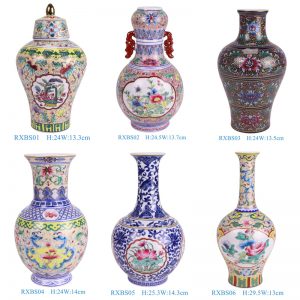 RXBS01-02-03-04-05-06 colorful floral pattern enamel ceramic vase for home decoration