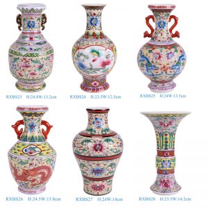 RXBS23-24-25-26-17-28 multicolor flower pattern enamel chinese vase for home decoration