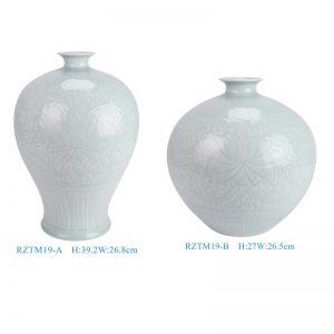 RZTM19-A-B Chinese beautiful celadon carving flower pattern ceramic body for table lamp