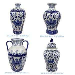 RXAE-FL21-495-496-498A-499A cheap price blue and white floral design ceramic vase for home decoration