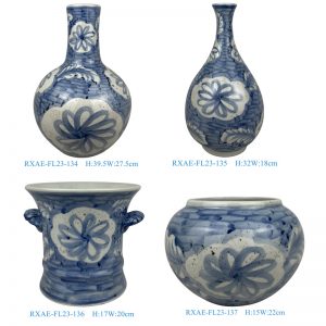 RXAE series cheap price blue and white freehand floral pattern ceramic vase for home decoration