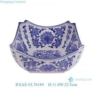 RXAE-FL76189  Twisted Flower lotus Pattern Blue and white Porcelain Ceramic octagonal fruit Candy plate