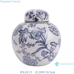 RXAY15 Modern style Blue and White Small size Ceramic Pearl Pot Lidded Jars