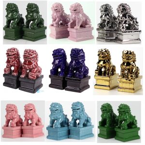 RYXP21-series Pink silver Gold, Green Purple White Black Red color glazed statues lion figurine sculpture in Pair