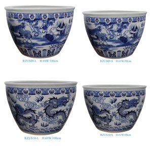 RZUS09-10-L-S high quality blue and white Buddha design big size ceramic flower planter