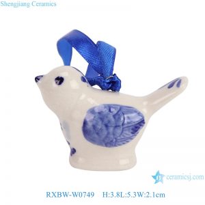 RXBW-W0749 Blue and white sculpture bird hanging ornaments for Christmas decoration