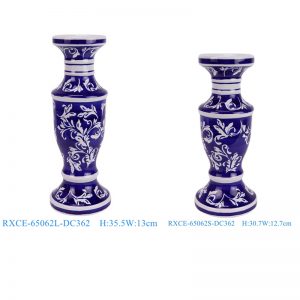 RXCE-65062S-DC362_RXCE-65062L-DC362  Blue and White Flower Leaf pattern Ceramic Candle Holder