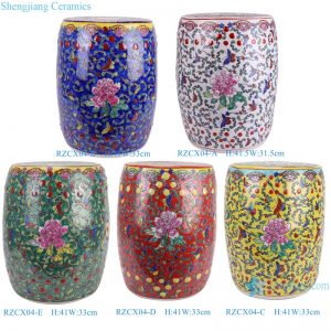 RZCX04-A-b-c-d-e Jingdezhen Handpainted Pastel Color butterfly and flower pattern Ceramic Home Garden stools