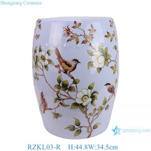RZKL03-R Home Seat hotel bathroom stool flower and bird pattern Ceramic stool cool pier