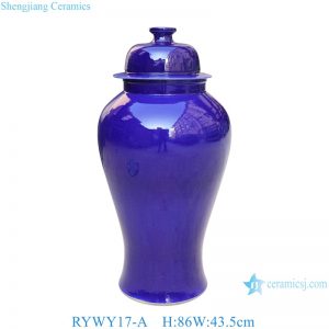 RYWY17-A  86cm 34inch Solid Blue Color Ceramic Temple Jar Vessel for home decoration