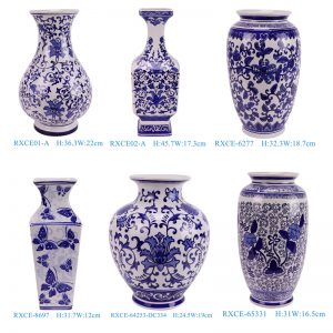 RXCE series cheap price blue and white flower pattern ceramic vase for home decoration