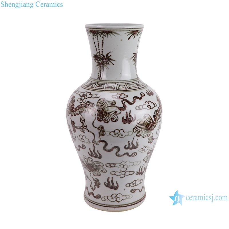 RXCG02-A Antique Hand-painted Underglazed red and White Lion Pattern ...