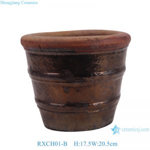 RXCH01-B Retro Red Bamboo Pattern terracotta flower pot with hole at bottom
