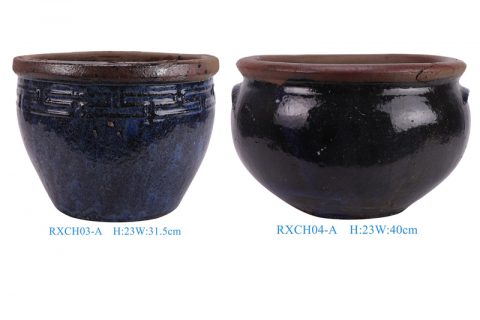 RXCH03-A-04-A Retro Vintage Terracotta Round Shape Planter Pot Without Hole at Bottom