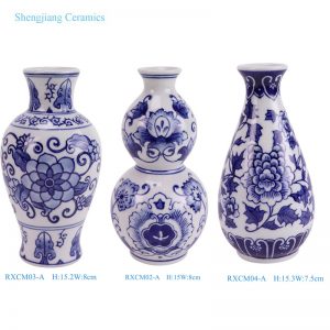 RXCM02-A/RXCM03-A/RXCM04-A  Blue and white gourd shape fish tail Leaf and flower pattern Ceramic Spring Flower vase