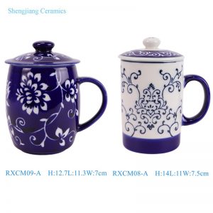 RXCM08-A / RXCM09-A Blue and white flower pattern ceramic Mug Tea coffee cup
