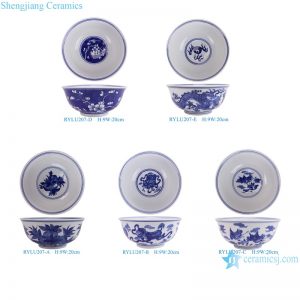 RYLU207-A-B-C-D-E Jingdezhen Handpainted Peach Lion Crane Plum Dragon Pattern 8 inch Ceramic Bowl Soup Bowl tableware