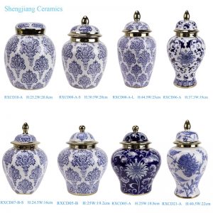 RXCD05-A/RXCD05-B/RXCD06-A/RXCD07-B-S/RXCD08/RXCD10-A/RXCD21-A-WW21859 Popular style gold trim flower pattern ceramic jar
