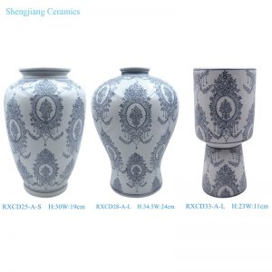 RXCD25/RXCD28/RXCD33 Modern style Home decoration blue and white flower pattern ceramic Flower vase