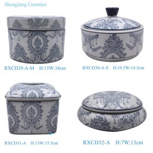 RXCD29/RXCD30/RXCD31/RXCD32 Blue and white flower pattern ceramic candy box Tea Canister