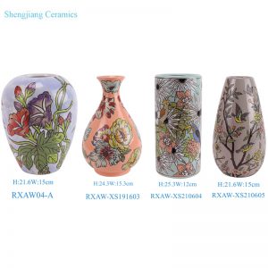 RXAW04-A/RXAW-XS191603/RXAW-XS210604/RXAW-XS210605 Modern style flower pattern colorful ceramic flower vase