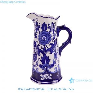 RXCE-64209-DC344 Blue and white flower patterned portable ceramic kettle water kettle