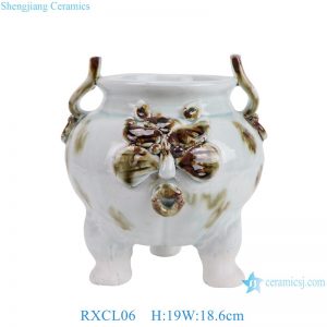 RXCL06 Color Blue glazed candle holder with two loop handles Ceramic censer